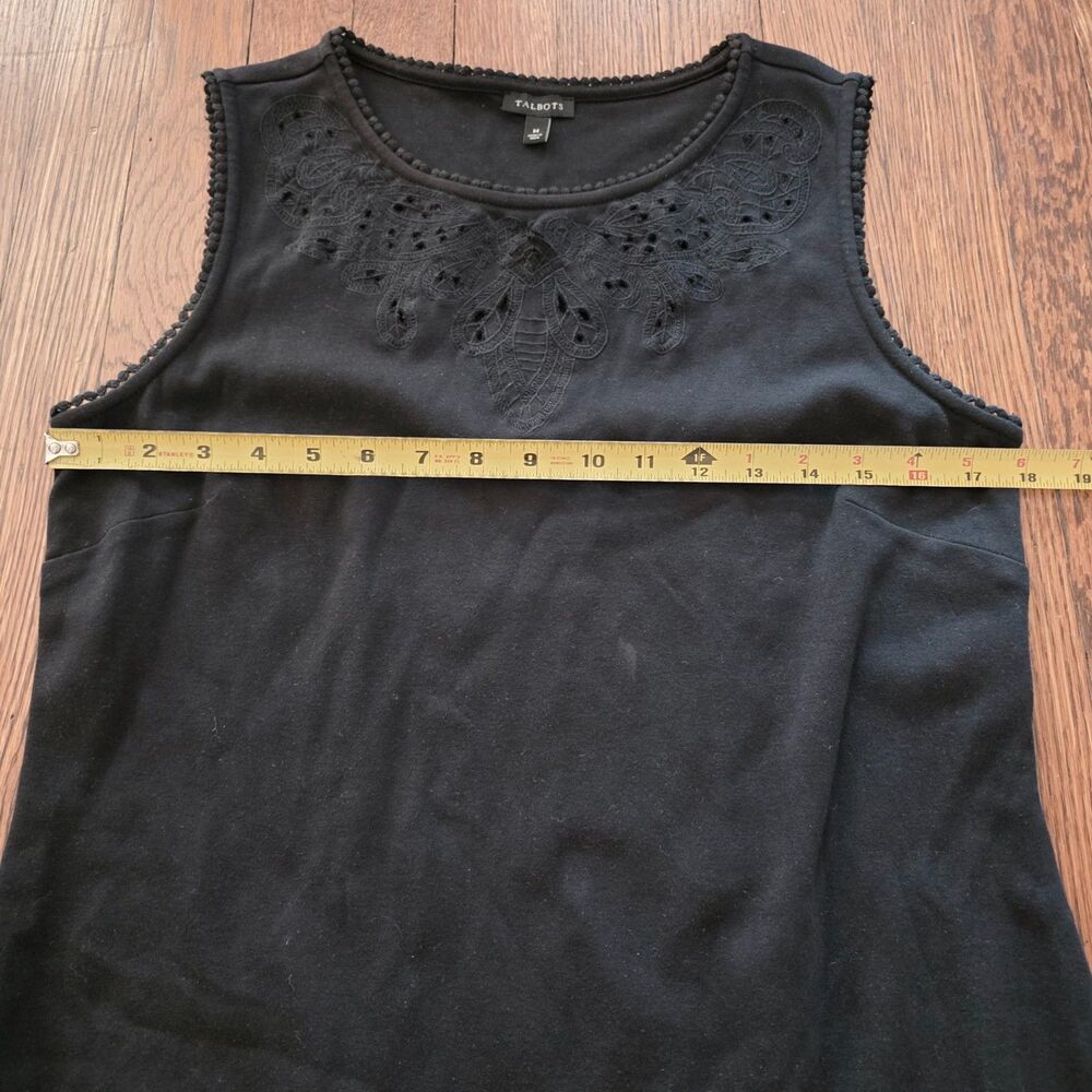 Talbots Black Embroidered Eyelet Shift Dress Size M - Picture 8 of 9